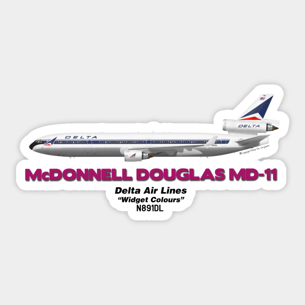 McDonnell Douglas MD-11 - Delta Air Lines "Widget Colours" Sticker by TheArtofFlying